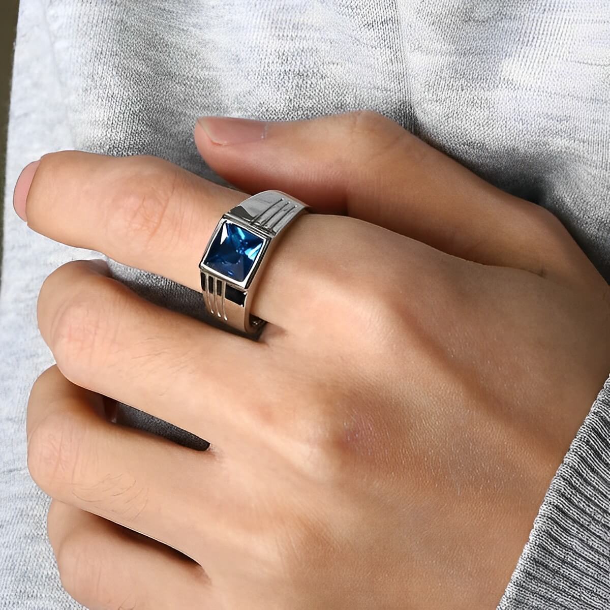 MONARCH MENSWEAR SILVER-OCEAN RING